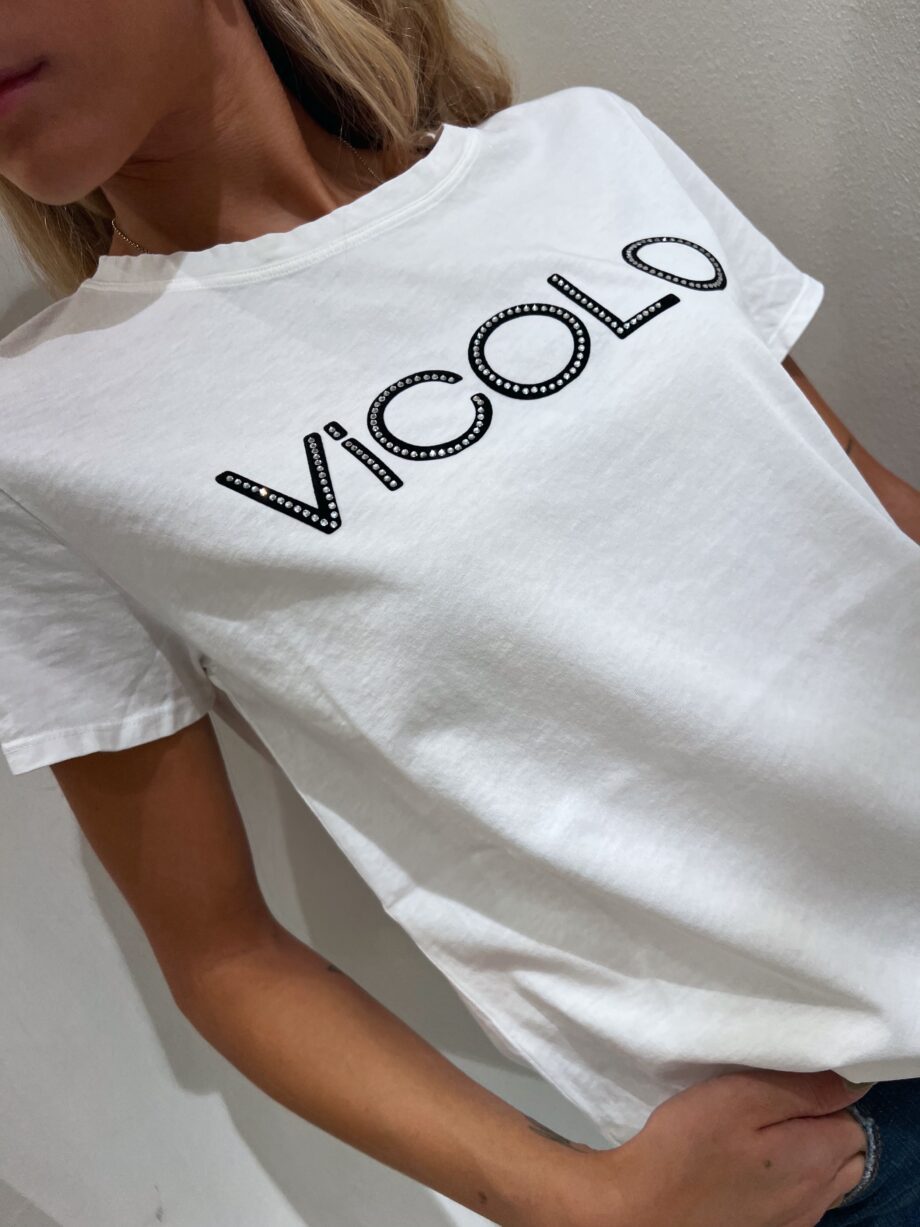 Shop Online T-shirt bianca scritta logo Vicolo