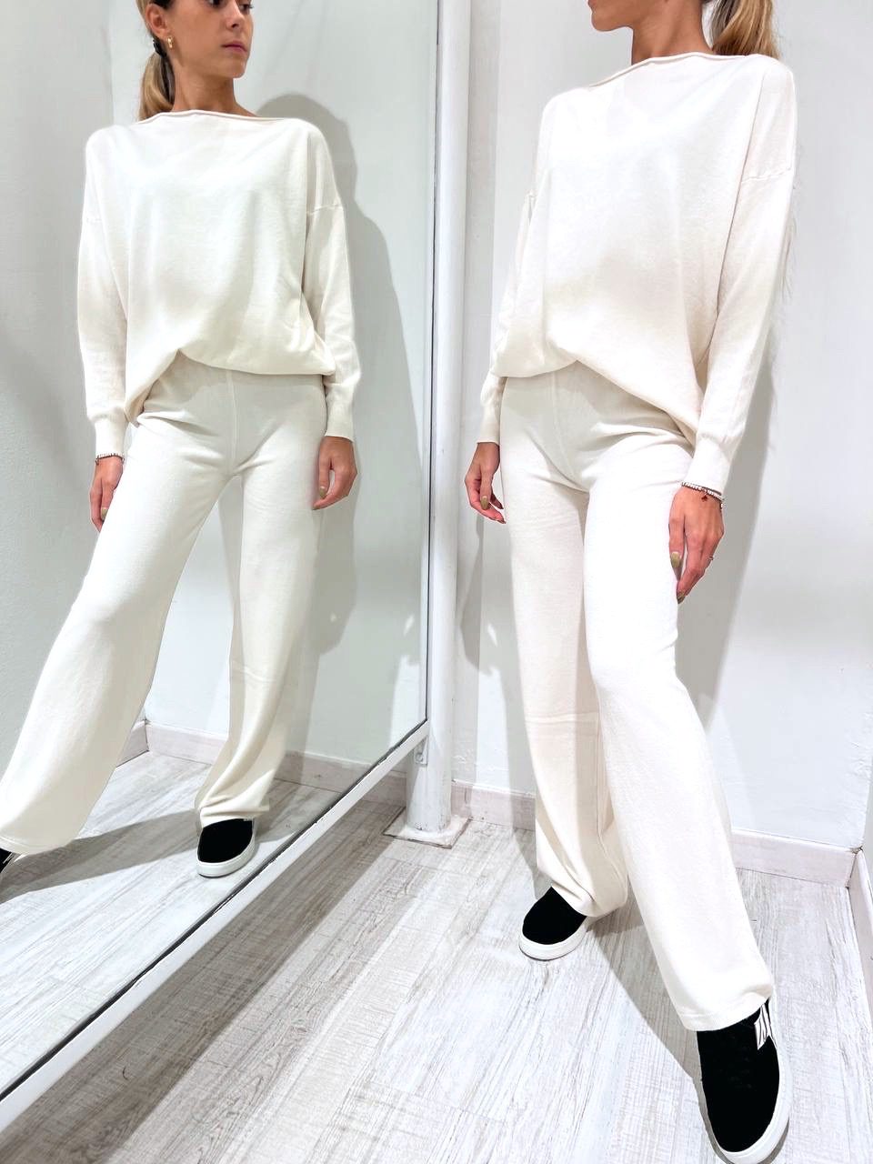 Completo Maglia E Pantalone In Bianco Donna