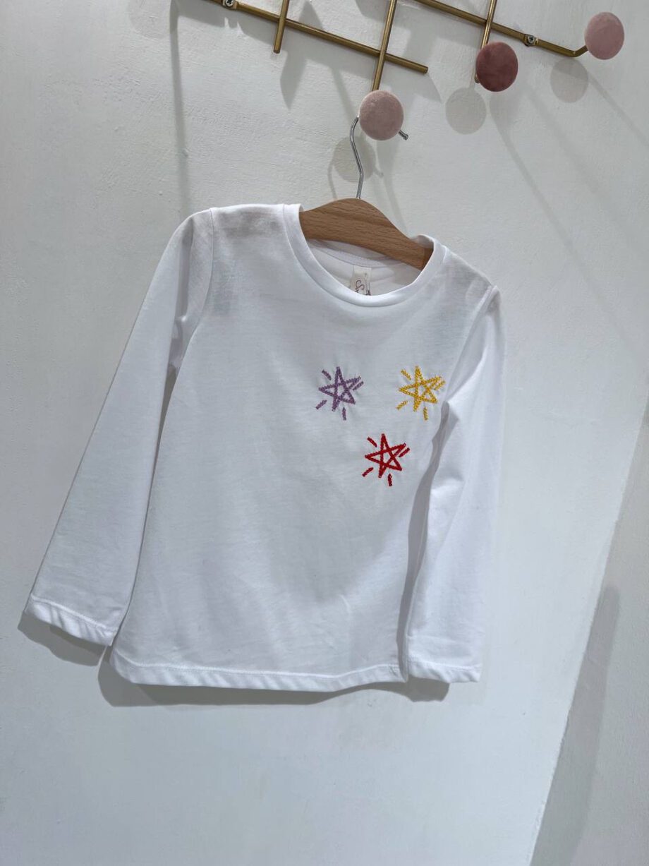 Shop Online Maglietta bianca con ricamo stelle Souvenir Kids