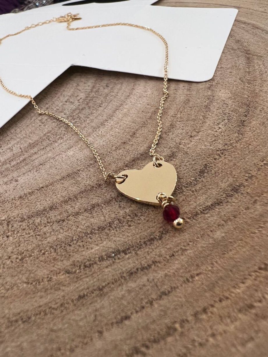 Shop Online Collana in argento 925 charm cuore e pietra rossa Amitié