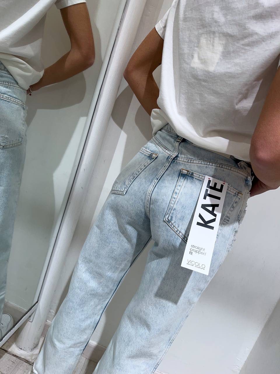 Jeans dritto con bottoni argento Taglia S