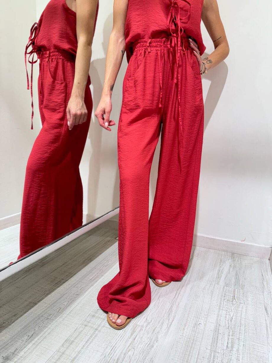 Shop Online Pantalone palazzo fluido rosso india HaveOne