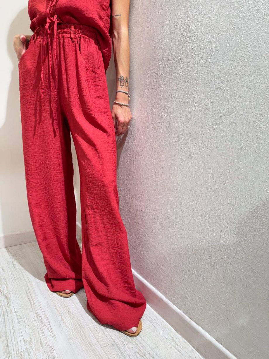 Shop Online Pantalone palazzo fluido rosso india HaveOne