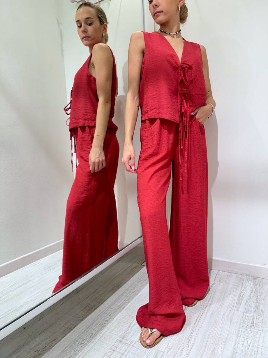 Shop Online Pantalone palazzo fluido rosso india HaveOne