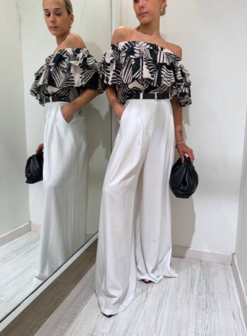 Shop Online Pantalone palazzo bianco con cintura HaveOne