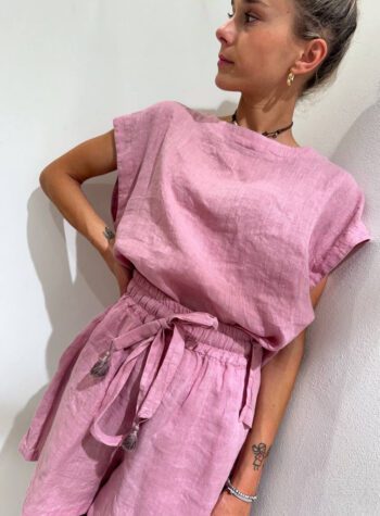 Shop Online Short rosa antico in lino Souvenir