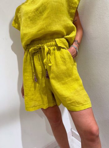 Shop Online Short giallo lime in lino Souvenir