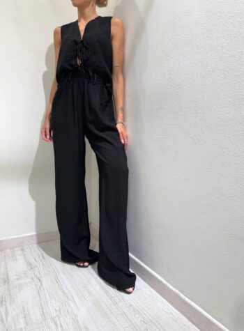 Shop Online Pantalone palazzo fluido nero HaveOne