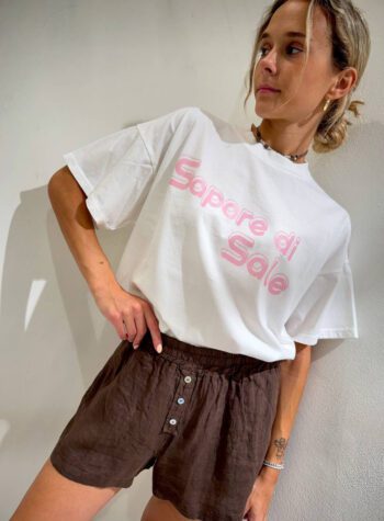 Shop Online T-shirt ampia bianca scritta "Sapore di sale” Vicolo