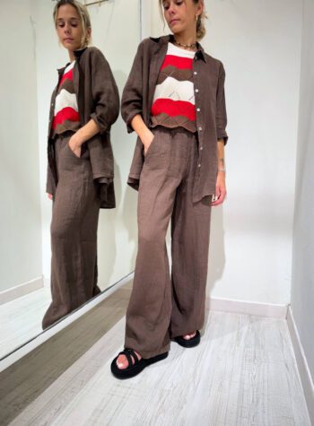Shop Online Set pantalone e camicia in lino moro Vicolo