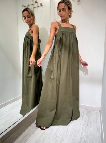 Shop Online Vestito lungo in cotone verde militare Vicolo