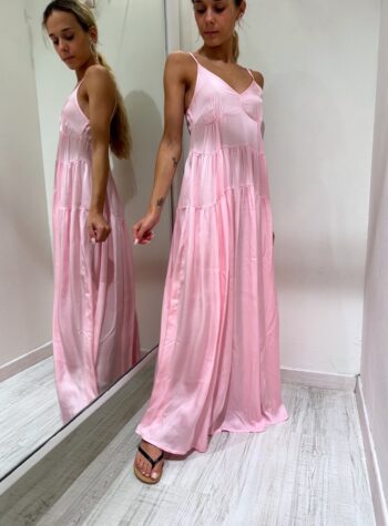Shop Online vestito lungo rosa barbie balze Vicolo