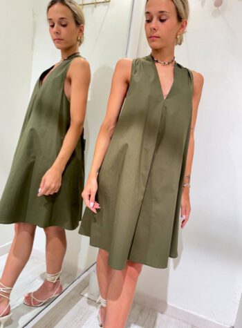 Shop Online Vestito corto verde militare in cotone Vicolo