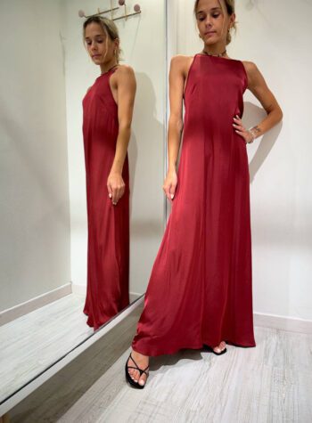 Shop Online Vestito satin lungo rosso india con incrocio Vicolo