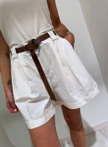 Shop Online Short in cotone con cintura panna HaveOne