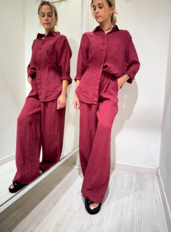 Shop Online Set pantalone e camicia in lino rosso india Vicolo