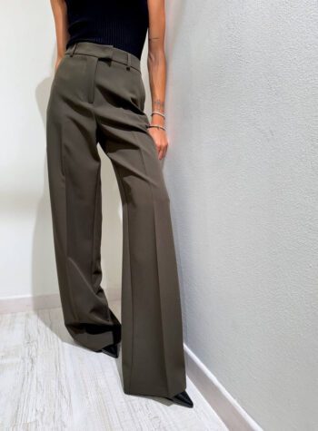 Shop Online Pantalone palazzo verde militare con piega Kontatto