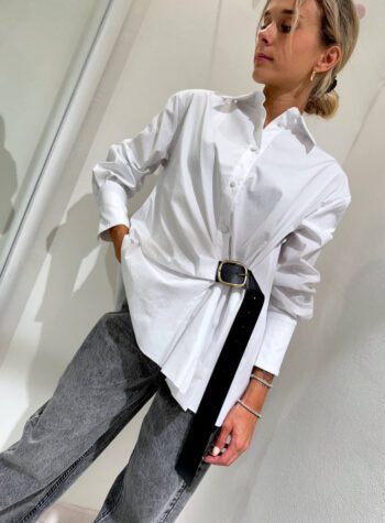 Shop Online Camicia bianca in cotone con cintura Souvenir