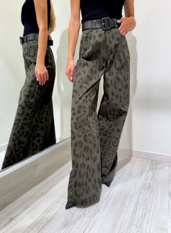 Shop Online Pantalone palazzo verde macula nera Kontatto