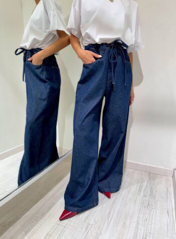 Shop Online Pantalone in denim morbido palazzo Souvenir