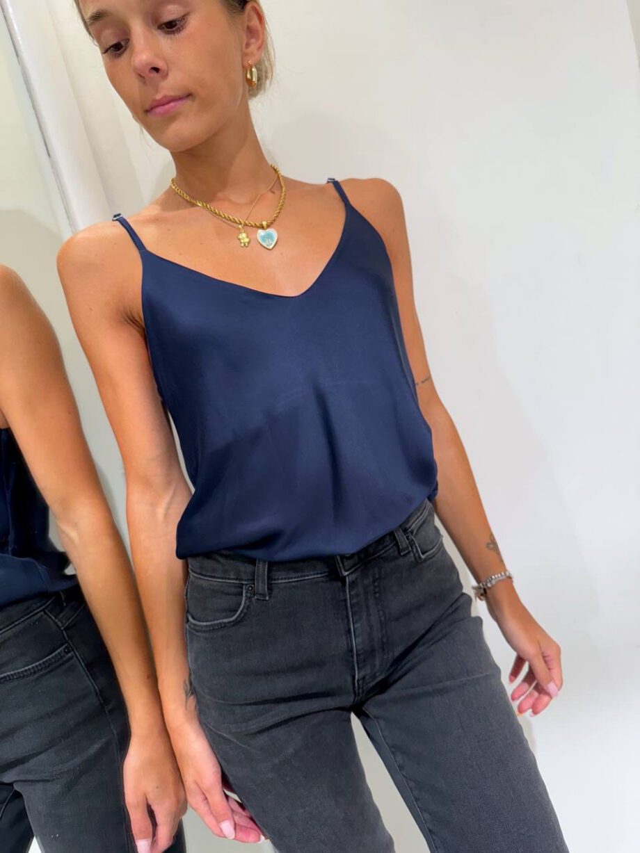 Shop Online Canotta satin basic blu HaveOne