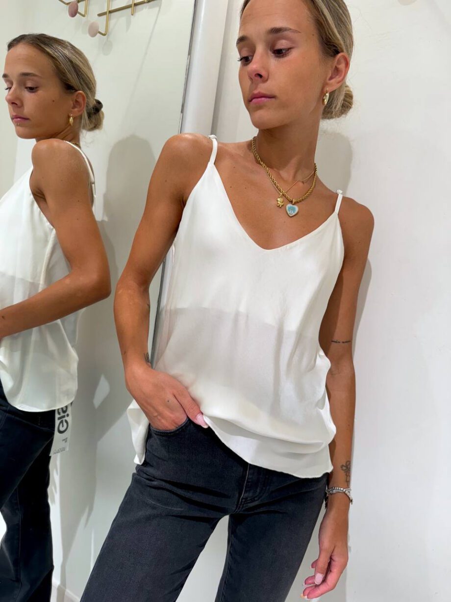 Shop Online Canotta satin basic bianca HaveOne