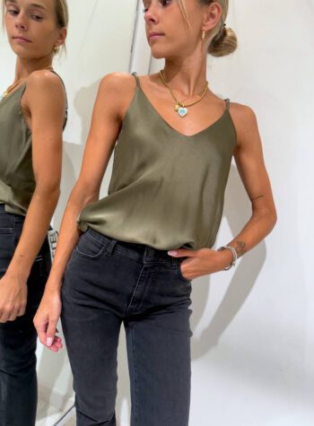 Shop Online Canotta satin basic verde salvia HaveOne