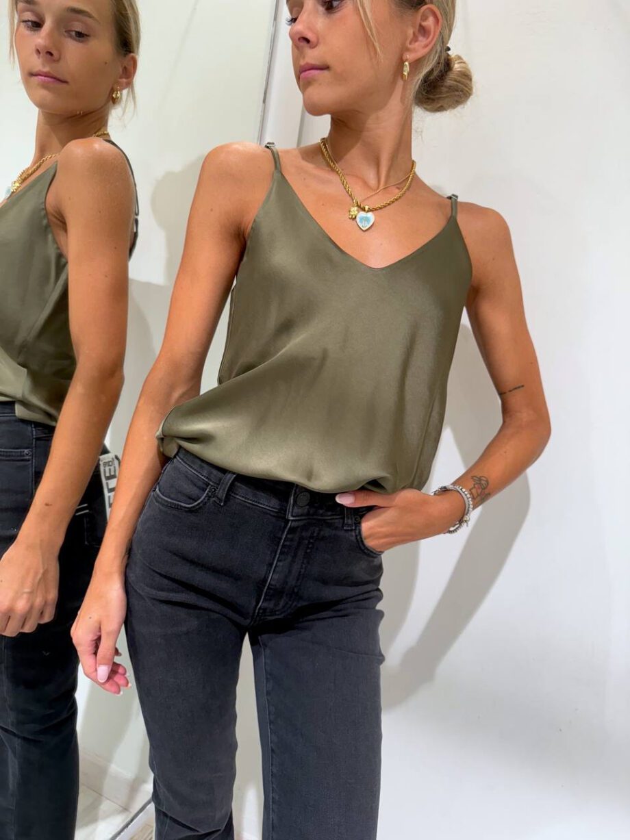 Shop Online Canotta satin basic verde salvia HaveOne