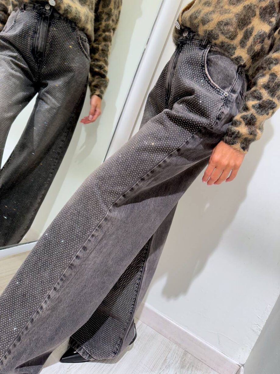 Shop Online Jeans palazzo scampanato strass Vicolo