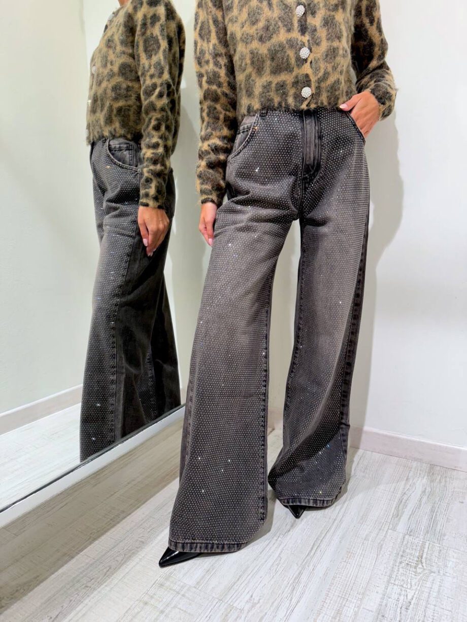 Shop Online Jeans palazzo scampanato strass Vicolo