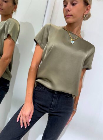 Shop Online T-shirt satin verde salvia in viscosa HaveOne