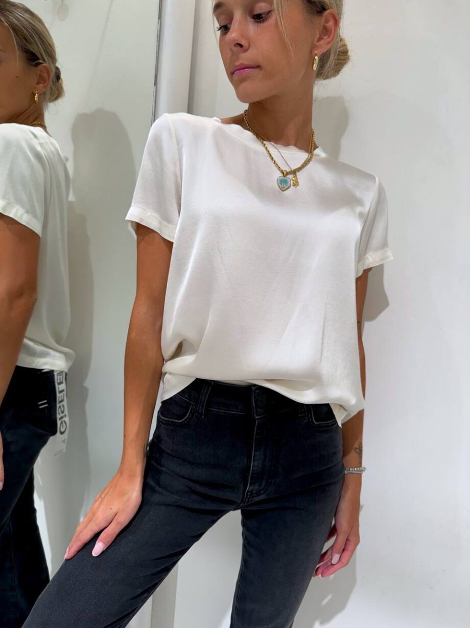 Shop Online T-shirt satin bianca in viscosa HaveOne