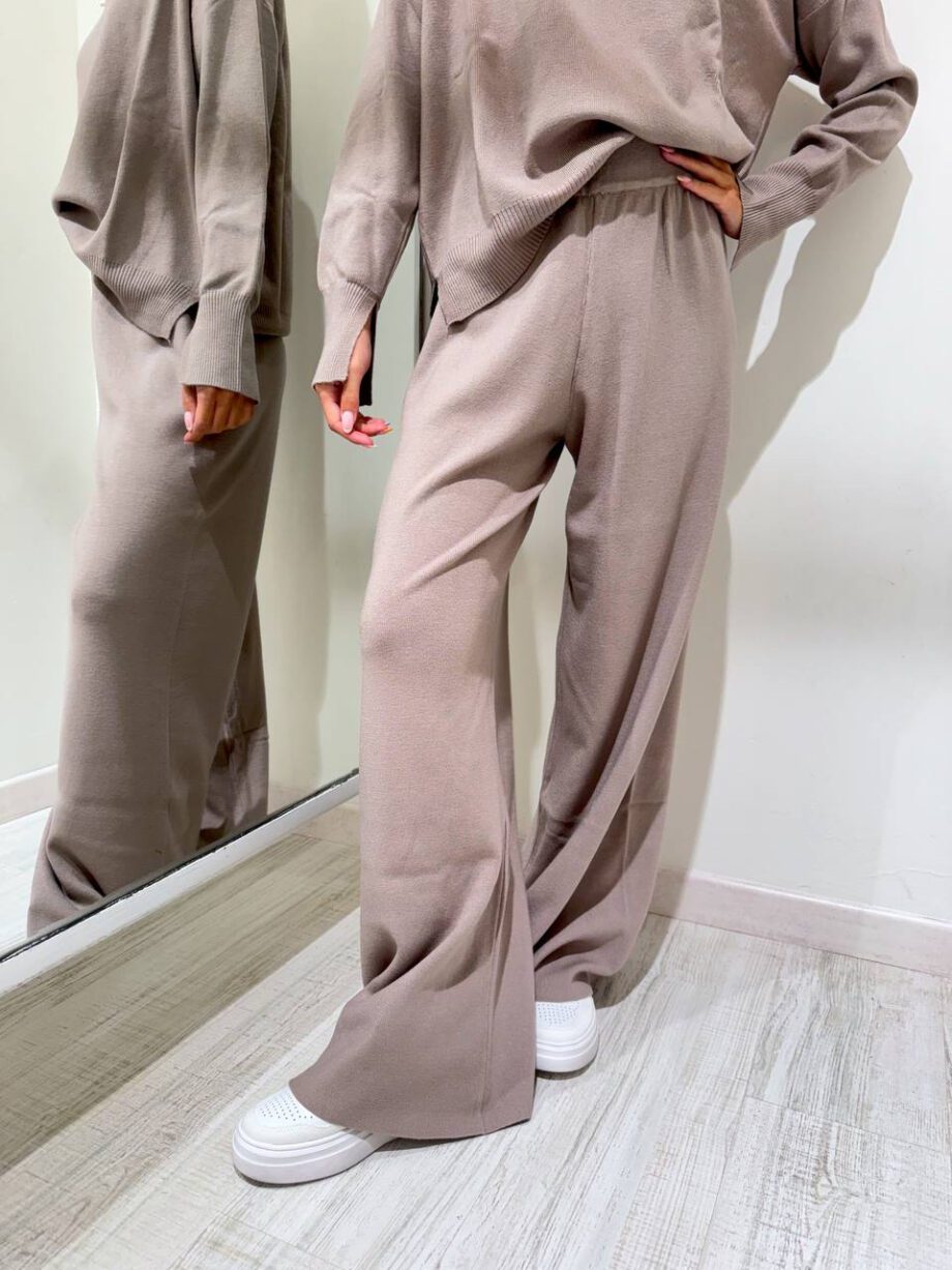 Shop Online Pantalone palazzo in maglia tortora Vicolo