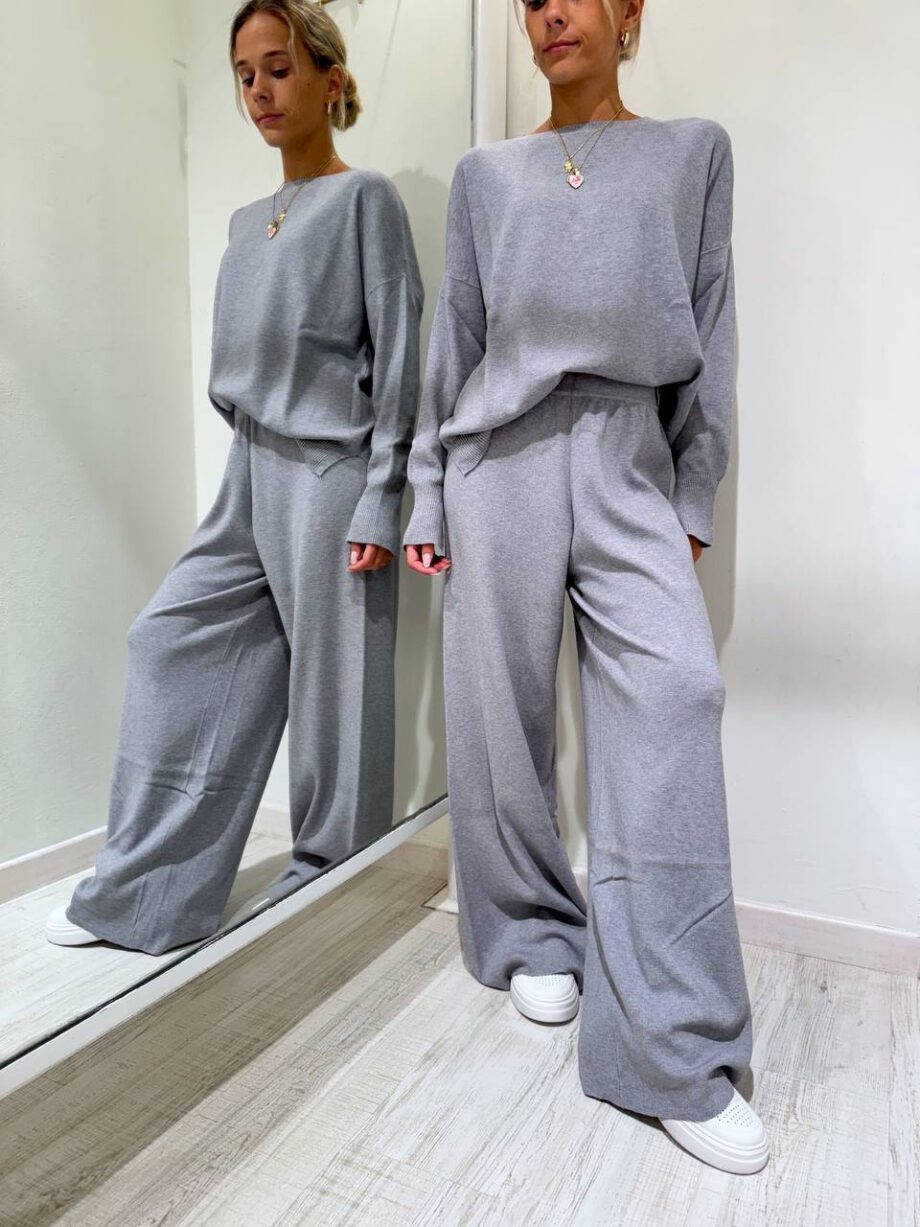 Shop Online Pantalone palazzo in maglia grigio Vicolo