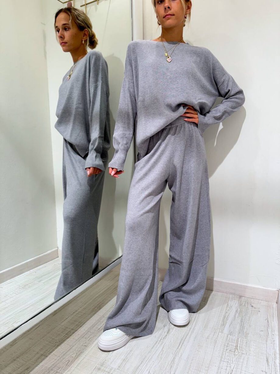 Shop Online Pantalone palazzo in maglia grigio Vicolo