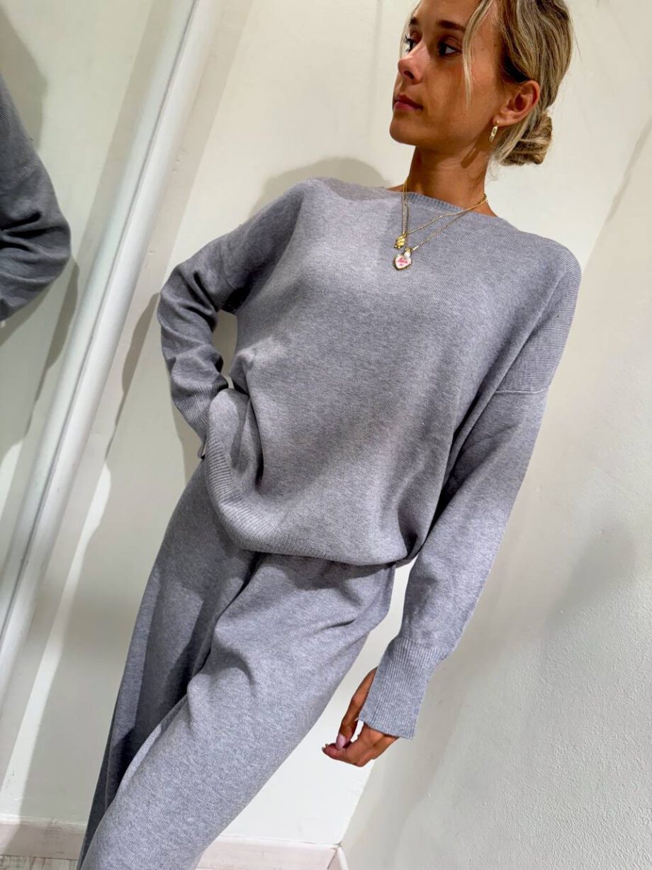 Shop Online Pantalone palazzo in maglia grigio Vicolo