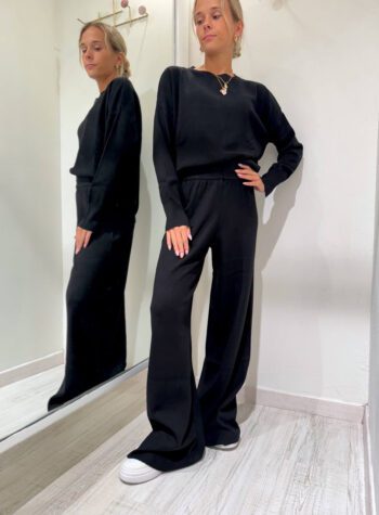 Shop Online Pantalone palazzo in maglia nero Vicolo