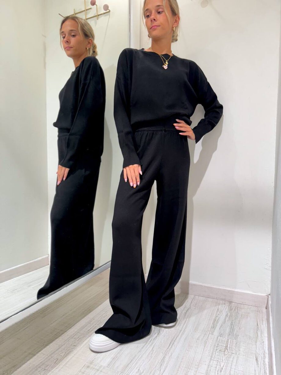 Shop Online Pantalone palazzo in maglia nero Vicolo