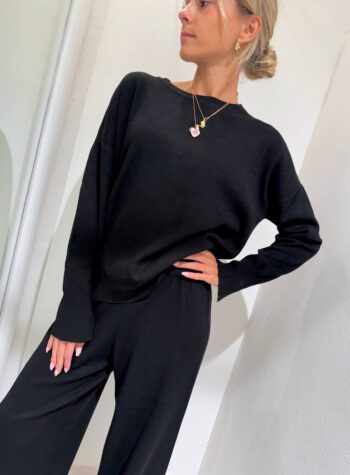 Shop Online Pantalone palazzo in maglia nero Vicolo