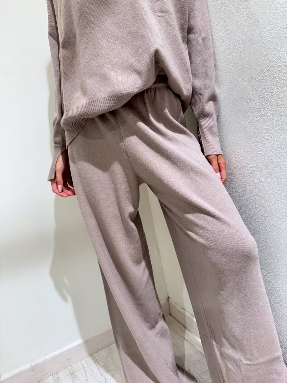 Shop Online Pantalone palazzo in maglia tortora Vicolo