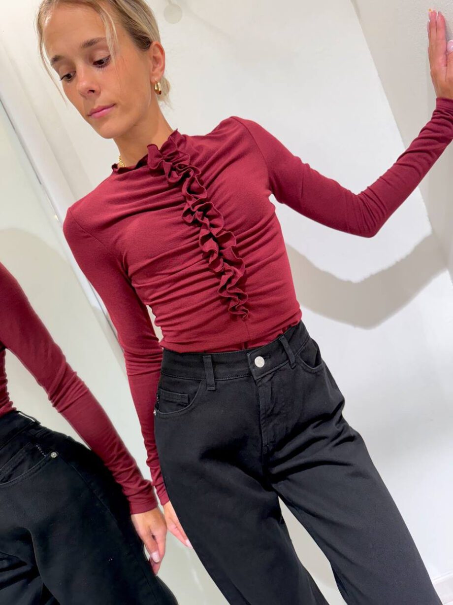 Shop Online Body bordeaux con rouches HaveOne