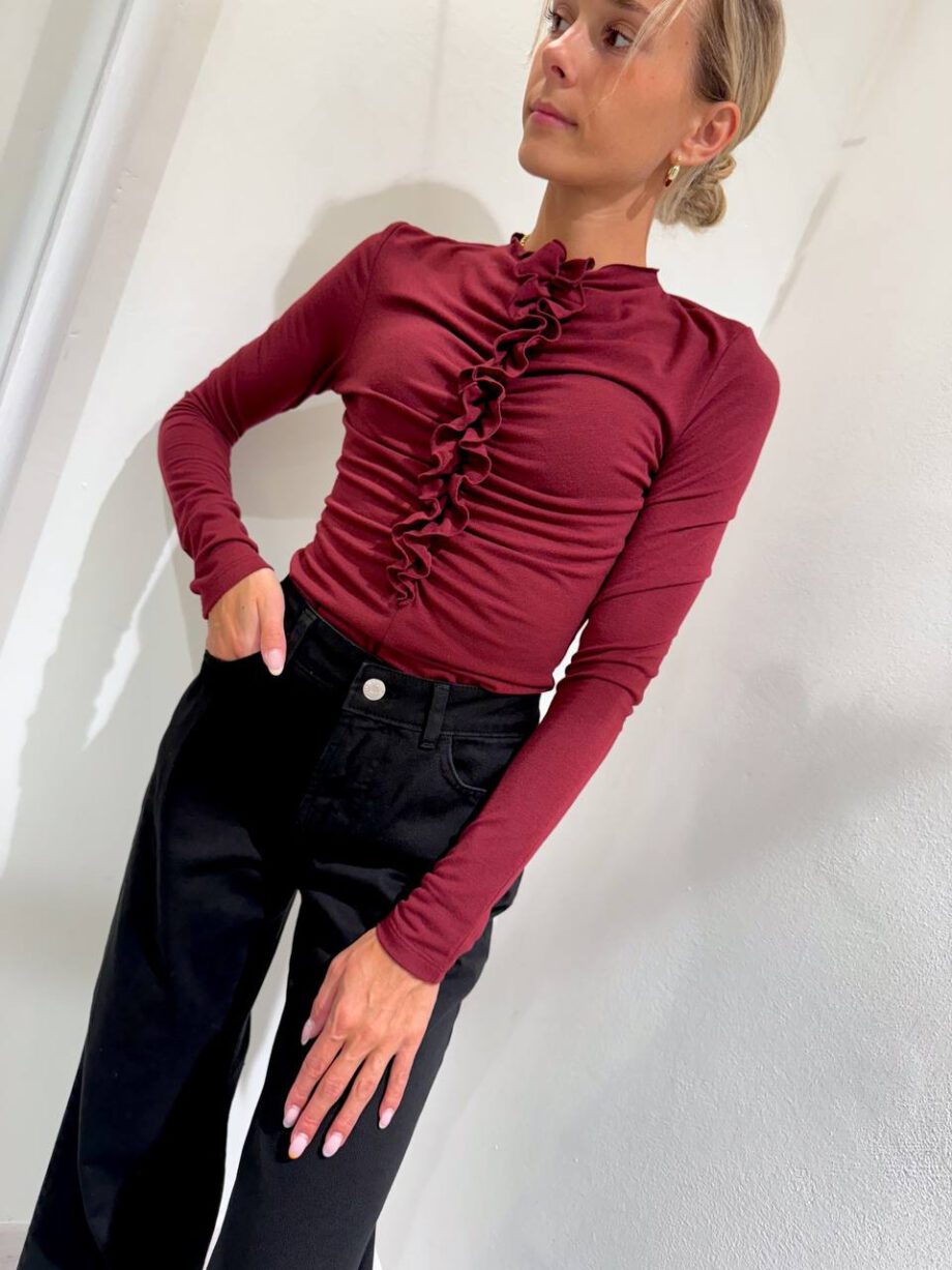 Shop Online Body bordeaux con rouches HaveOne