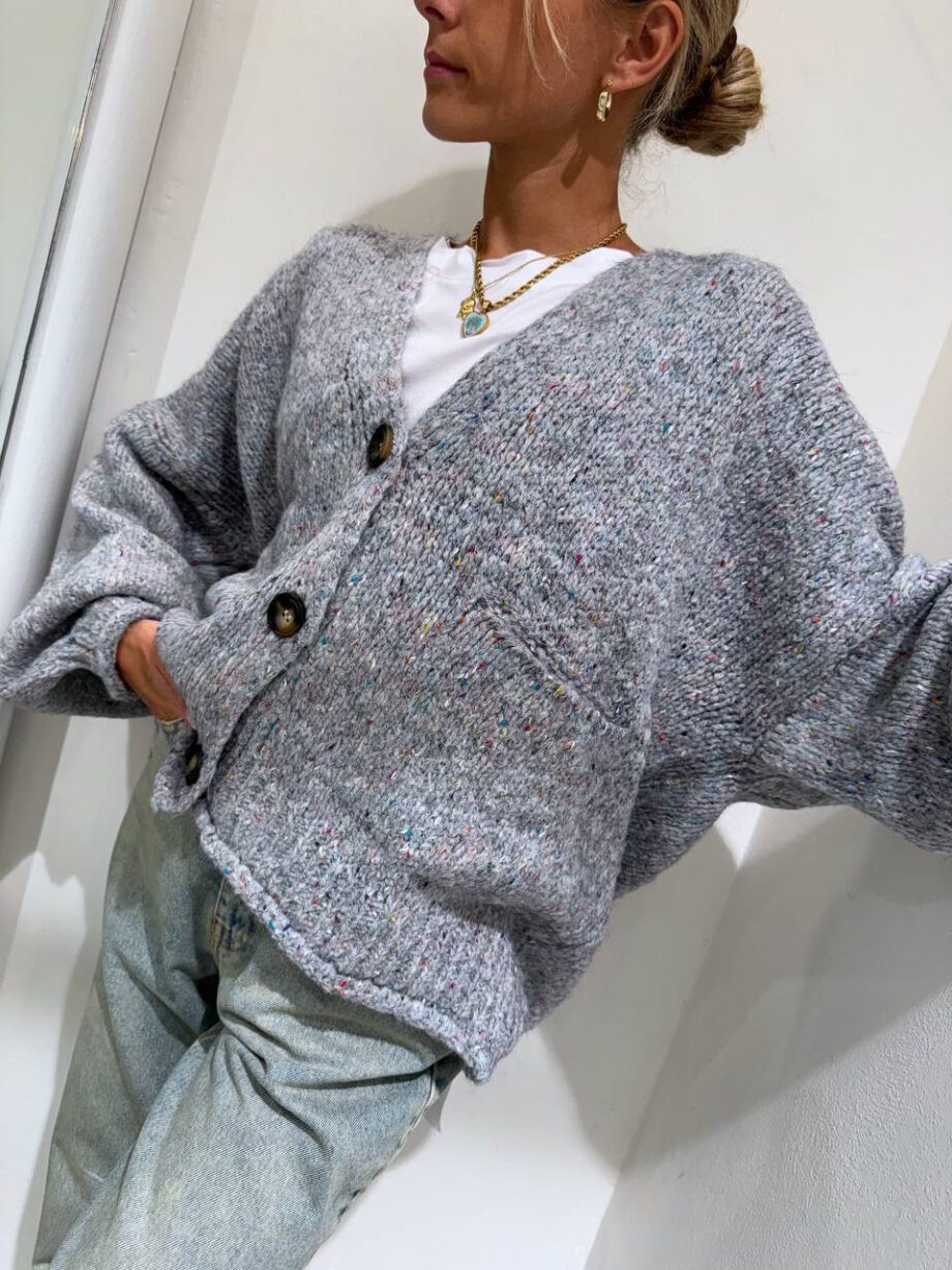 Shop Online Cardigan over in maglia grigio mélange colorato HaveOne