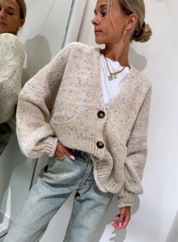 Shop Online Cardigan over in maglia beige mélange colorato HaveOne