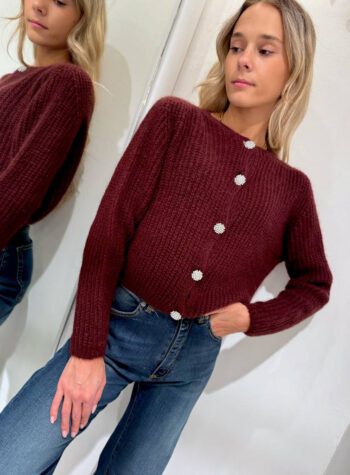 Shop Online Cardigan bordeaux bottoni gioiello Souvenir