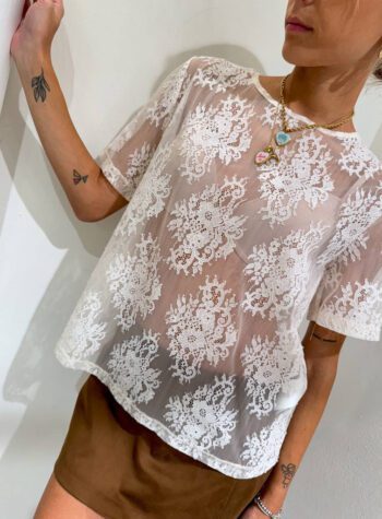 Shop Online T-shirt in pizzo panna HaveOne