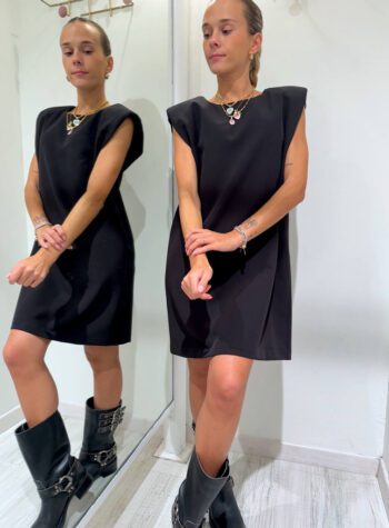 Shop Online Vestito corto nero spalline imbottite HaveOne