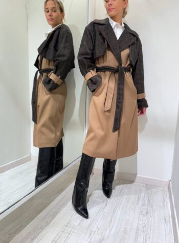 Shop Online Cappotto cammello taglio trench Susy Mix Èlite