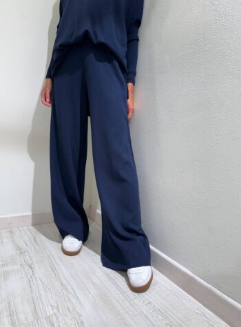 Shop Online Pantalone palazzo in maglia blu Souvenir