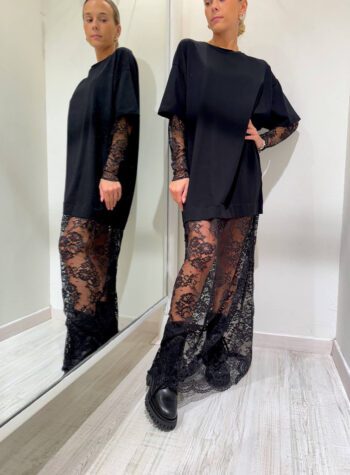 Shop Online Vestito lungo nero con pizzo Vicolo